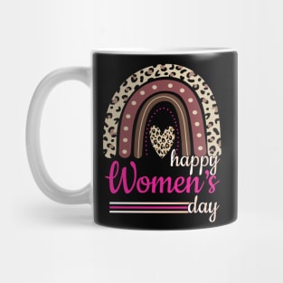 Women's Day Cute 8TH March Leopard Rainbow Mug